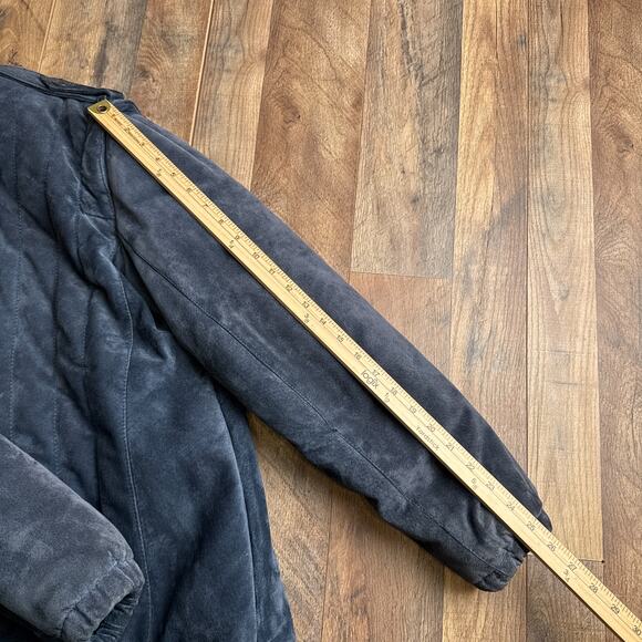 Vintage Wilsons Suede Leather Jacket Men's Size XL 46 Blue Quilted Heavyweight - Picture 10 of 11